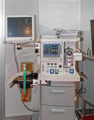 An anesthesia and monitoring machine used during surgeries